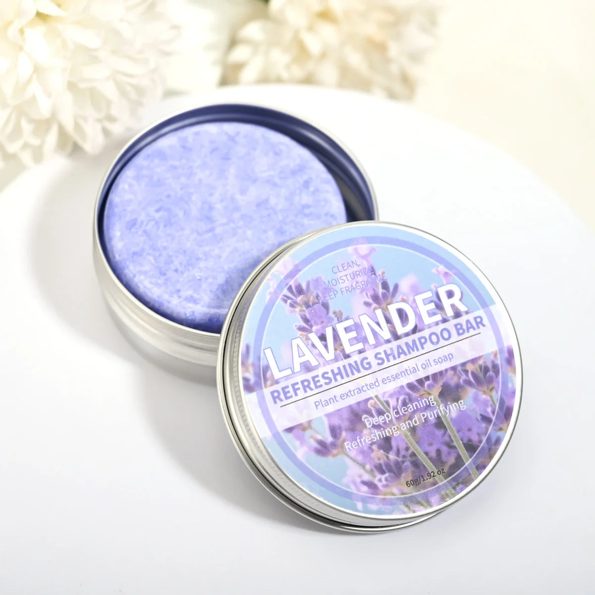 Șampon Solid cu Ulei Esențial de Lavandă – 60g, Organic, Vegan, Curățare Delicată și Revigorantă, Anti-Mătreață, Hidratant pentru Toate Tipurile de Păr