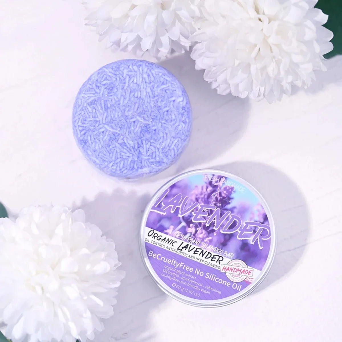 Șampon Solid cu Lavandă – Control Sebum, Purificare Profundă, Calmare Scalp, Fără Silicon, Păr Curat & Neted