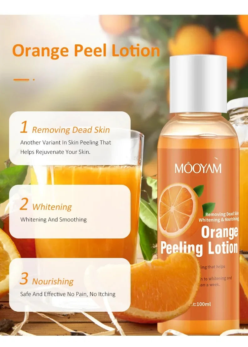 Loțiune Exfoliantă cu Portocală – Peeling pentru Corp, Îndepărtarea Celulelor Moarte, Hidratare și Catifelare