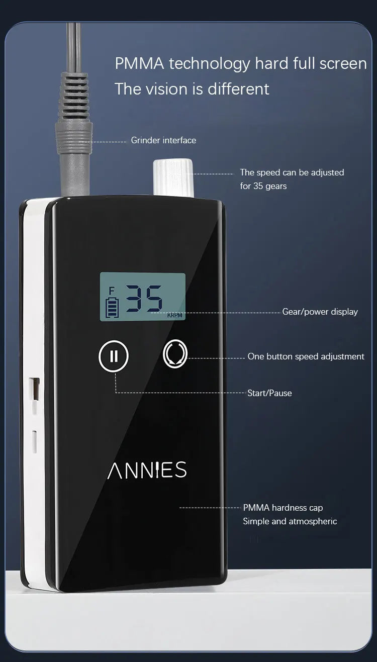 Freza Electrică Profesională 35.000 RPM – Portabilă, Reîncărcabilă, pentru Manichiură și Pedichiură | Set Complet pentru Salons & Home