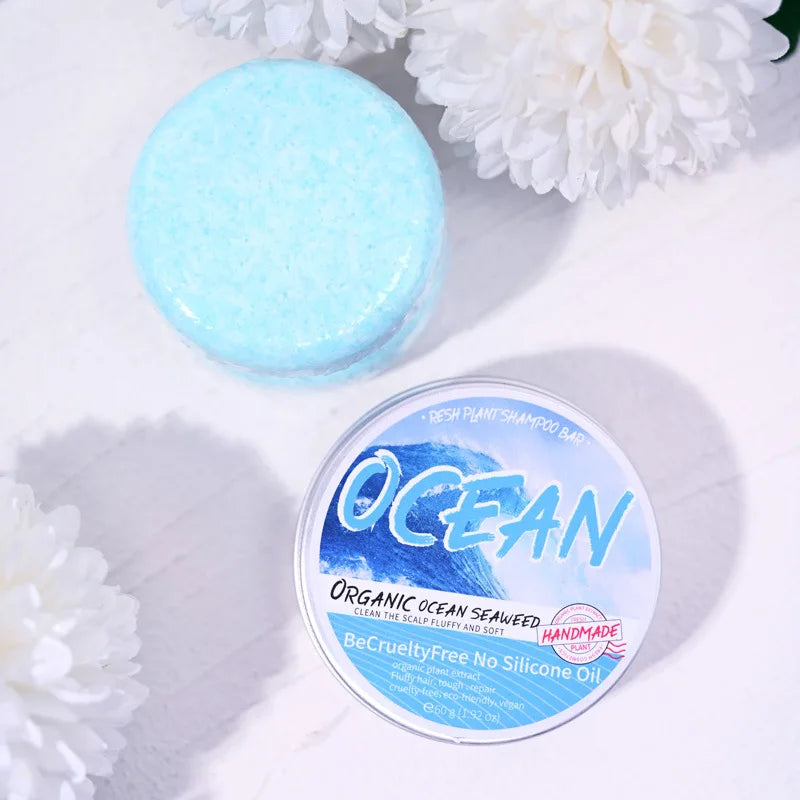 Șampon Solid Ocean – Curățare Profundă, Îndepărtare Sebum, Eliminare Mătreață, Sare de Mare, Formulă pe Bază de Plante, Revigorant & Purifiant