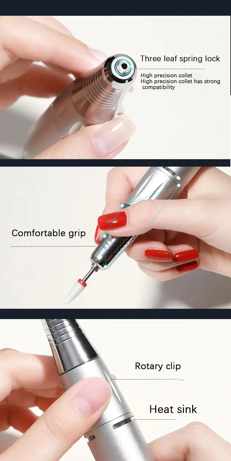 Freza Electrică Profesională 35.000 RPM – Portabilă, Reîncărcabilă, pentru Manichiură și Pedichiură | Set Complet pentru Salons & Home