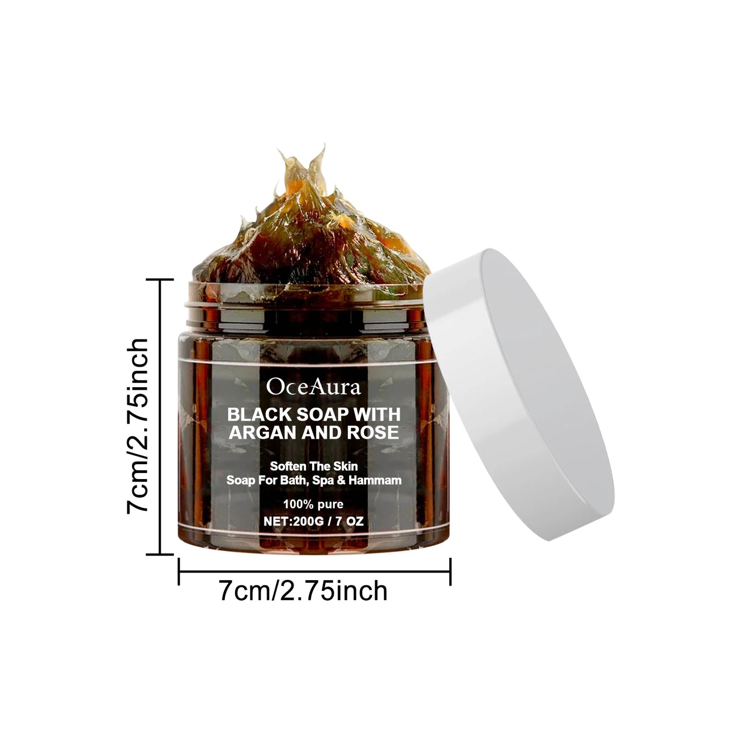 Săpun Negru Marocan cu Argan și Trandafir – Exfoliere, Curățare Profundă, Îndepărtarea Celulelor Moarte, 200g – OceAura