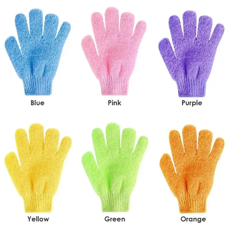 Set 2 Mănuși Exfoliante pentru Duș – 5 Degete, Elastice, Curăță și Îndepărtează Celulele Moarte, Potrivite pentru Corp și Spate