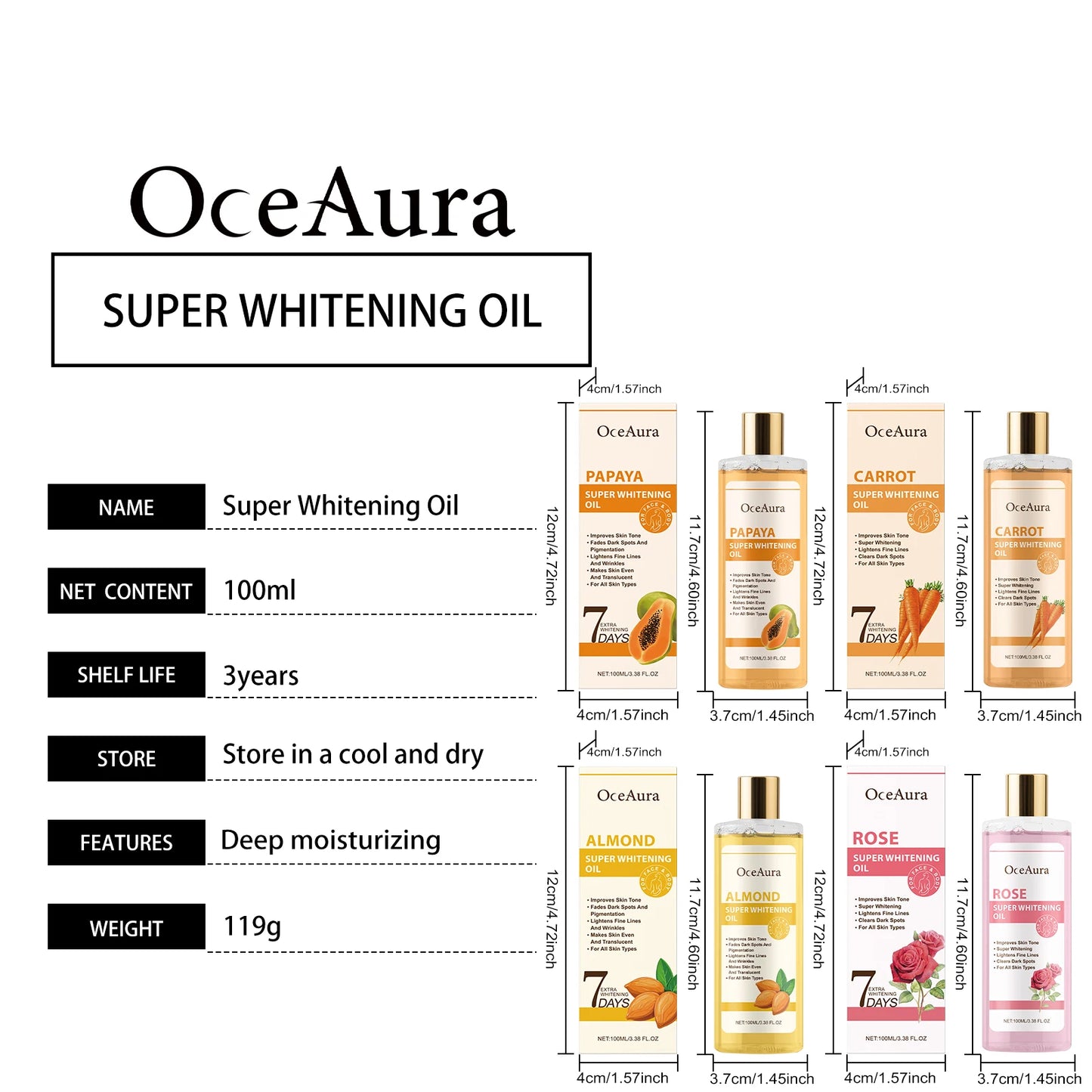 Ulei Hrănitor pentru Corp 7-Zile – Hidratare Intensă & Luminozitate cu Extract de Morcov, Absorbție Rapidă