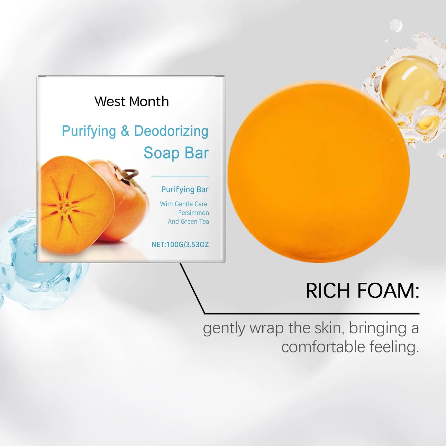 Săpun de Curățare cu Persimmon – Hidratare Zilnică, Curățare Delicată & Miros Proaspăt – Pentru Corp și Mâini