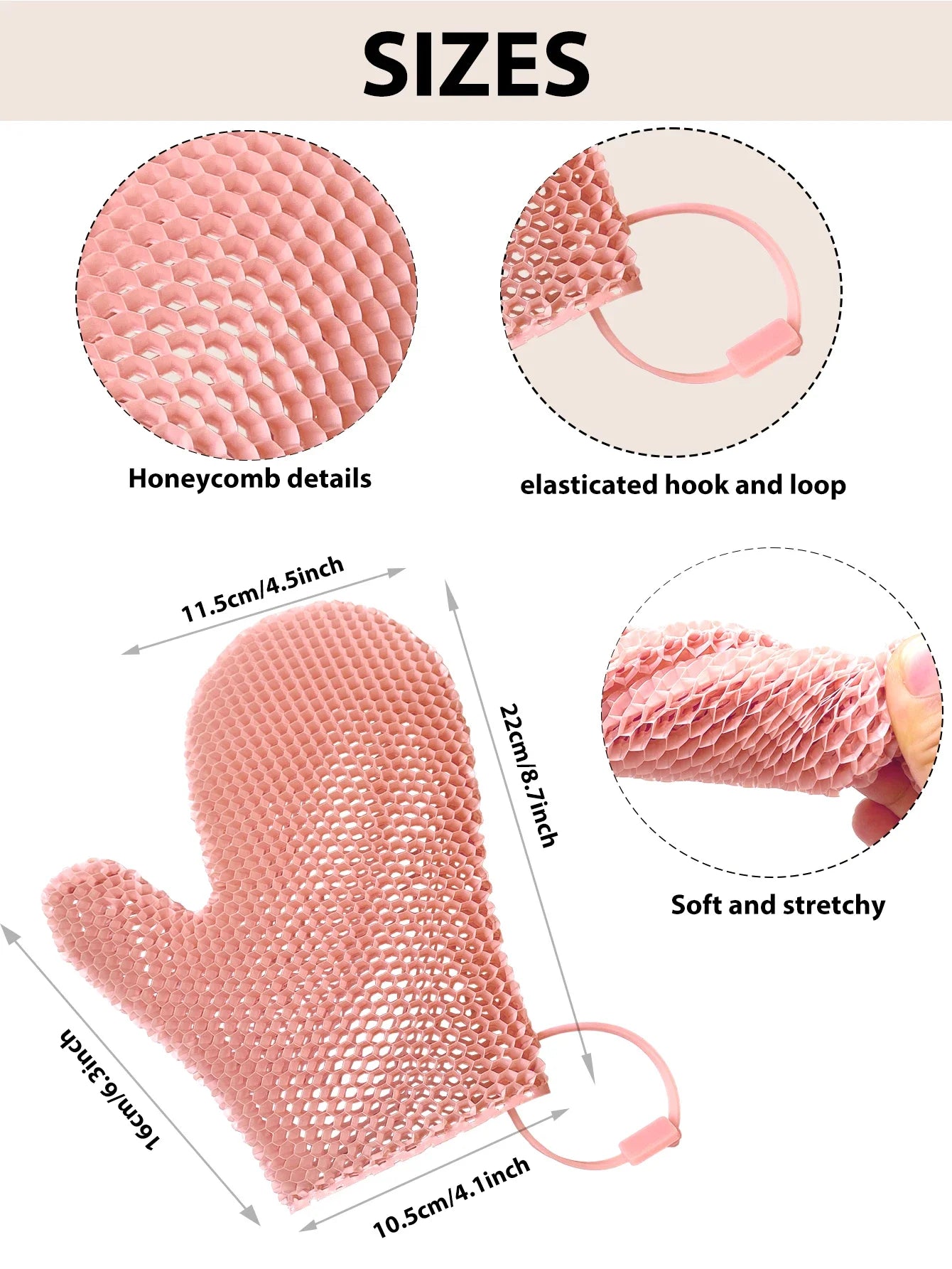 Mănușă Exfoliantă Honeycomb – Curățare Profundă, Îndepărtarea Celulelor Moarte, Uscare Rapidă, Pentru Baie & Spa