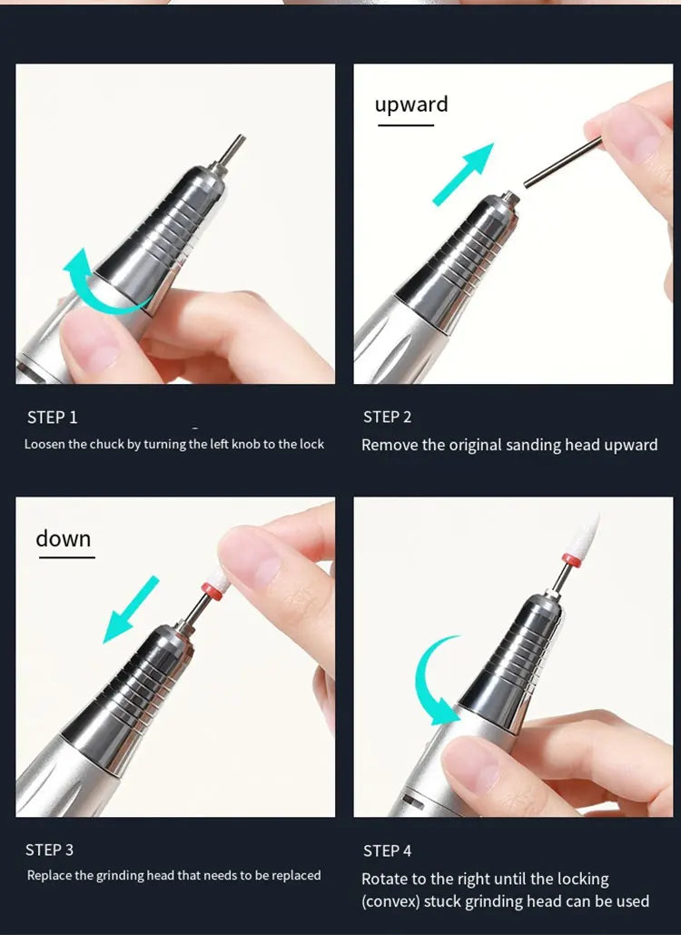 Freza Electrică Profesională 35.000 RPM – Portabilă, Reîncărcabilă, pentru Manichiură și Pedichiură | Set Complet pentru Salons & Home