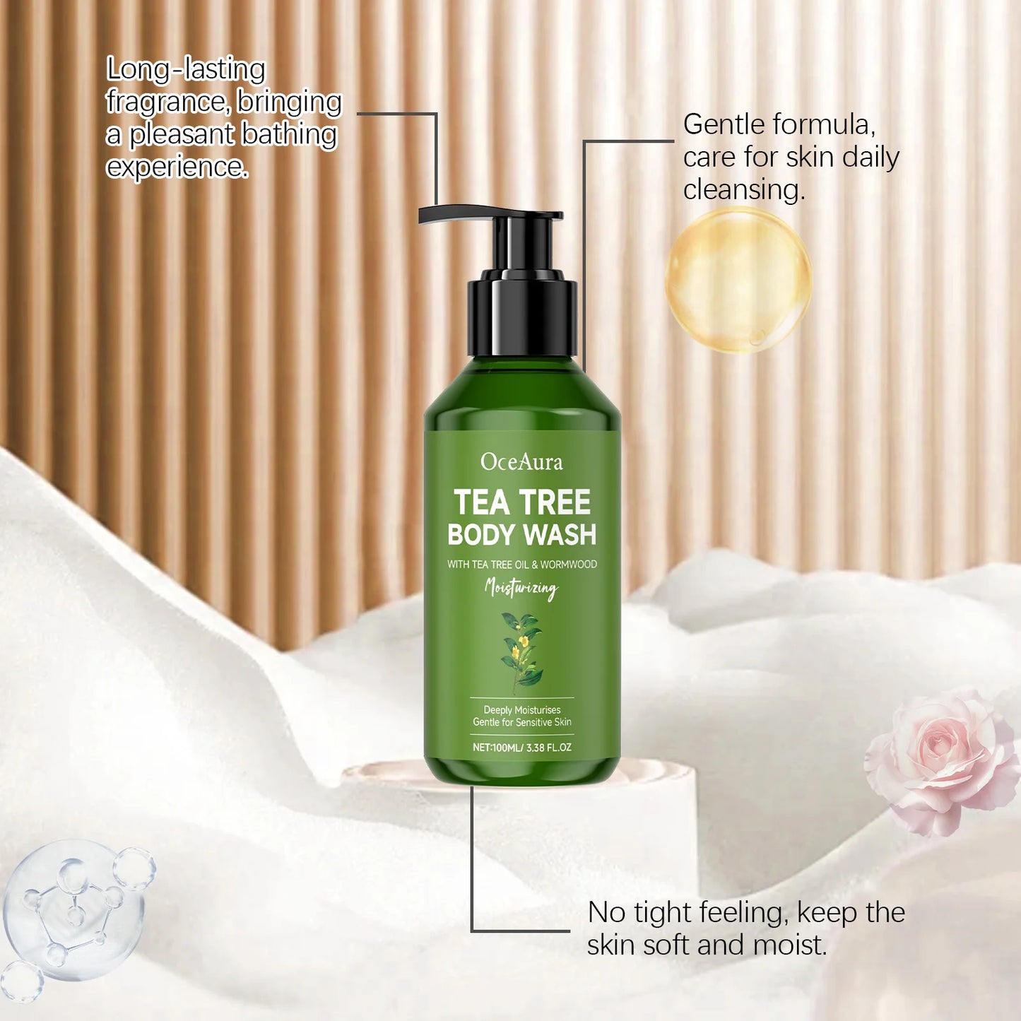 Gel de Duș Purifiant cu Tea Tree – Hidratare, Prospețime și Curățare Zilnică OceAura