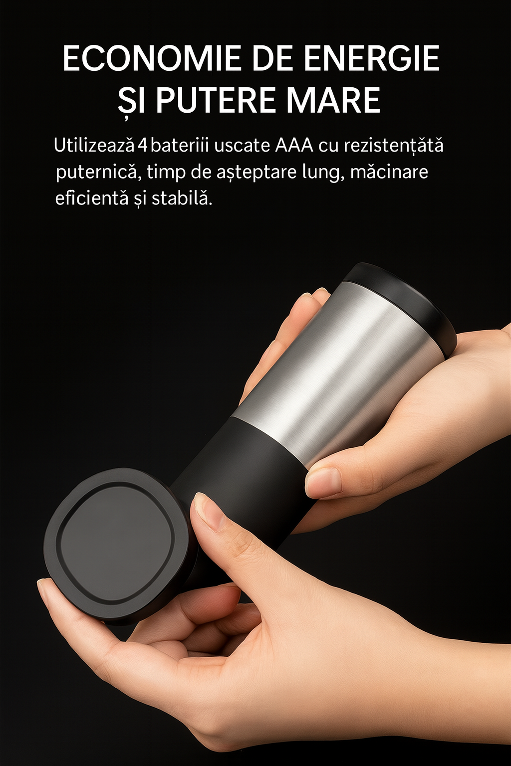 Set 1/2 Râșnițe electrice pentru sare și piper cu senzor gravitațional și lumină LED – Fashome, măcinare reglabilă